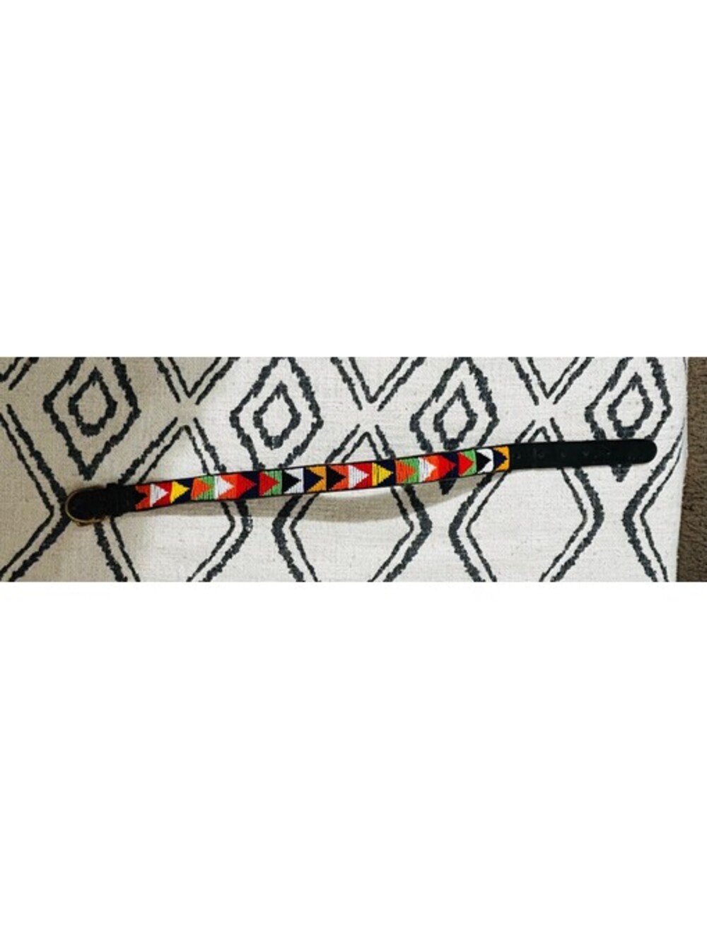 Vintage Hand Beaded Leather Belt Kids 23 Inch Size 6 7 8 Ages 5-8 Western Aztec